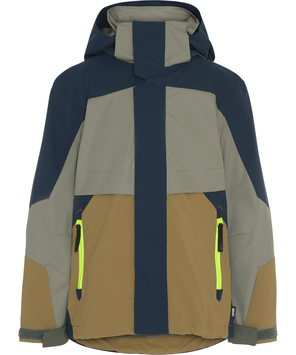 Hakon - Moonlit Ocean - Blaue und graue wasserdichte Jacke mit Neon