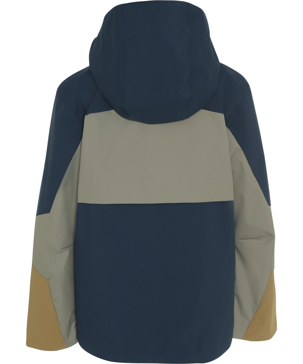 Hakon - Moonlit Ocean - Blaue und graue wasserdichte Jacke mit Neon