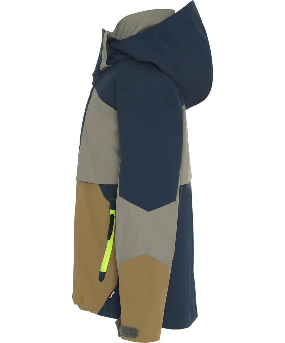 Hakon - Moonlit Ocean - Blaue und graue wasserdichte Jacke mit Neon