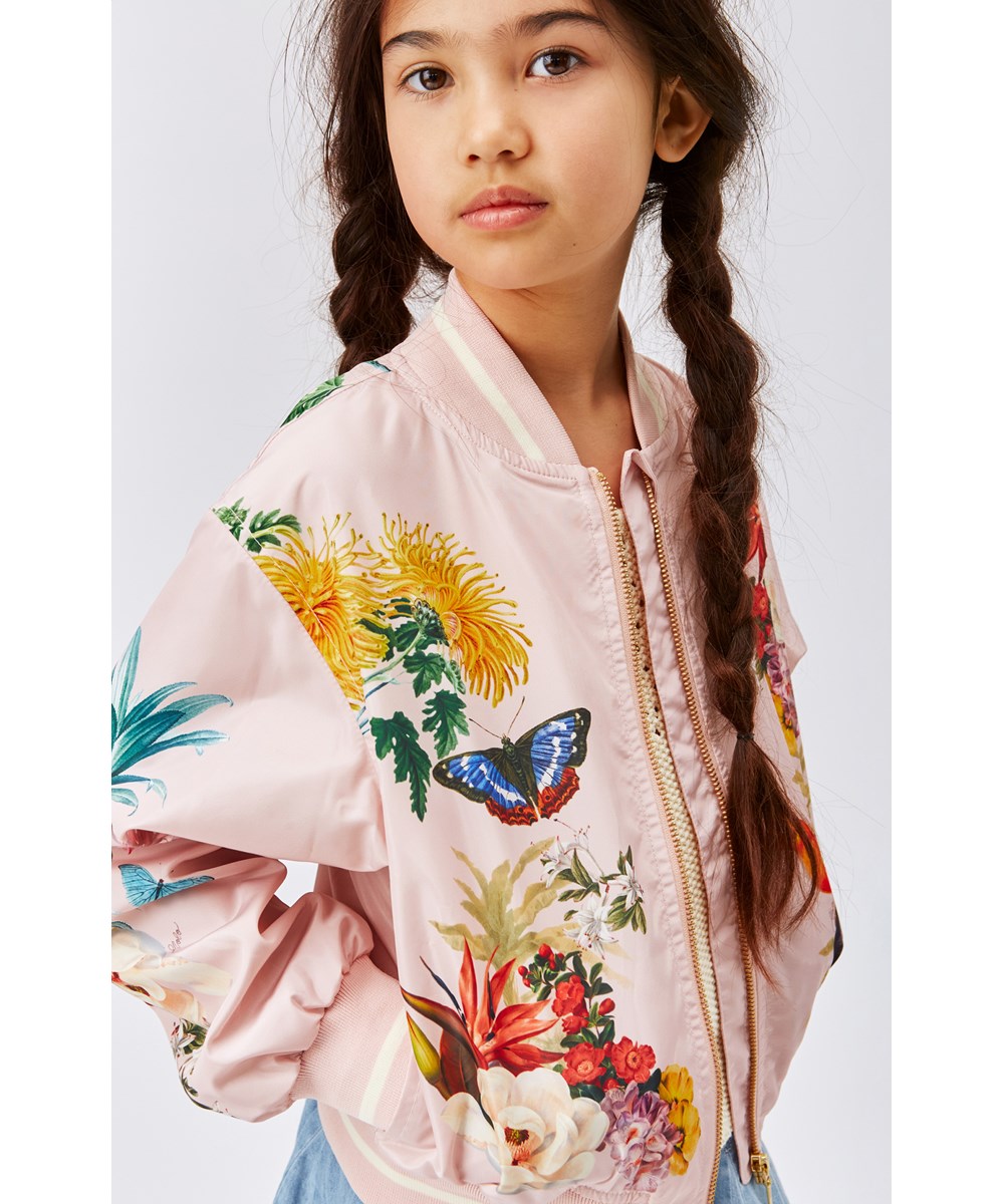 Haliva - Pacific - Rosafarbene Bomberjacke mit Blumen-, Tier- und Früchteprint