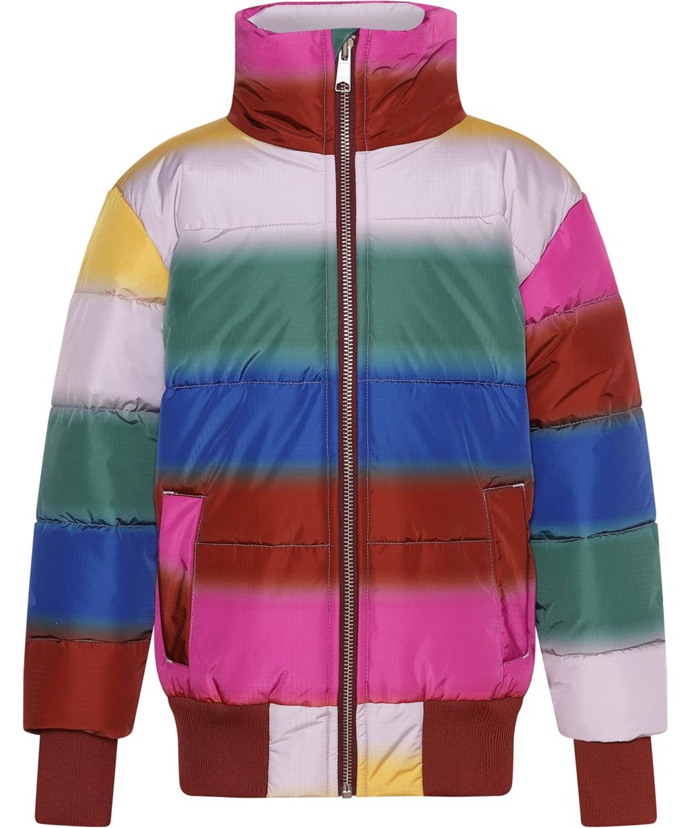 Halle - Glowy Rainbow - Recycelte Regenbogen Daunen-Bomberjacke