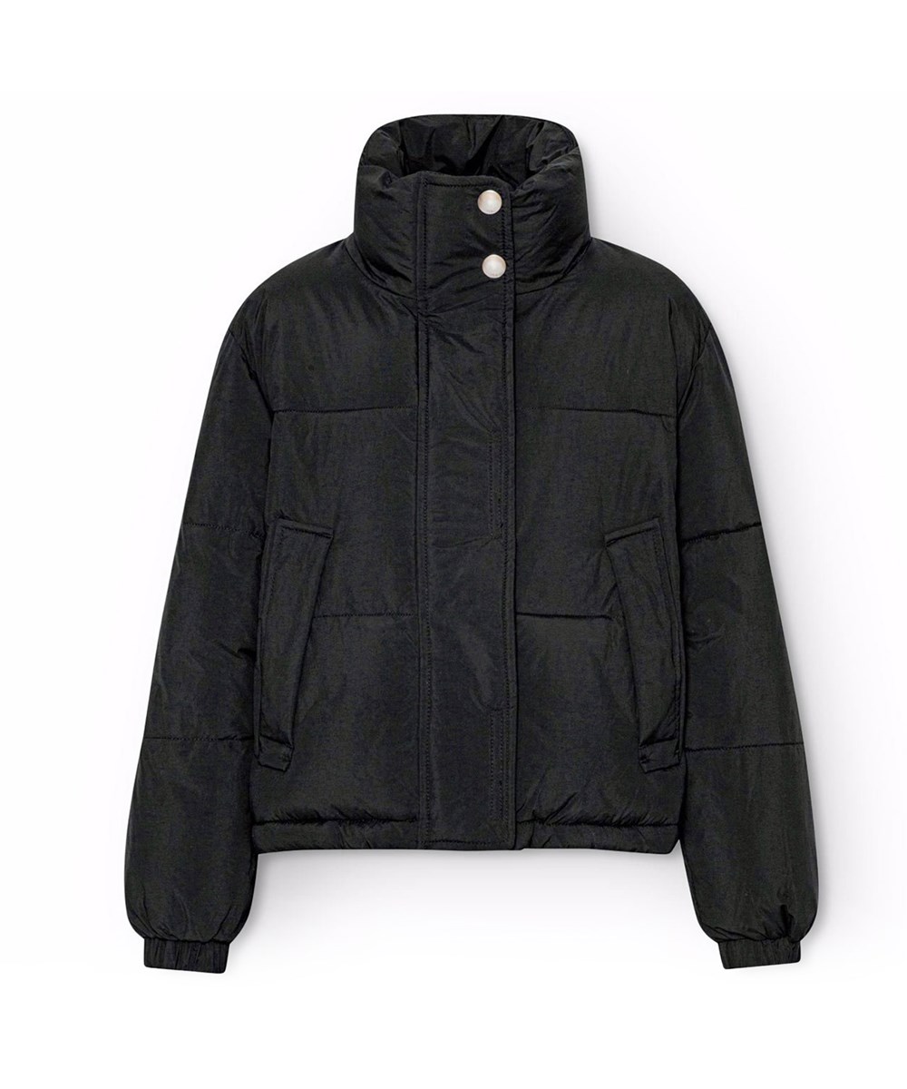 Hansine - Black - Wasserabweisende schwarze Jacke für Kinder aus recyceltem Nylon.