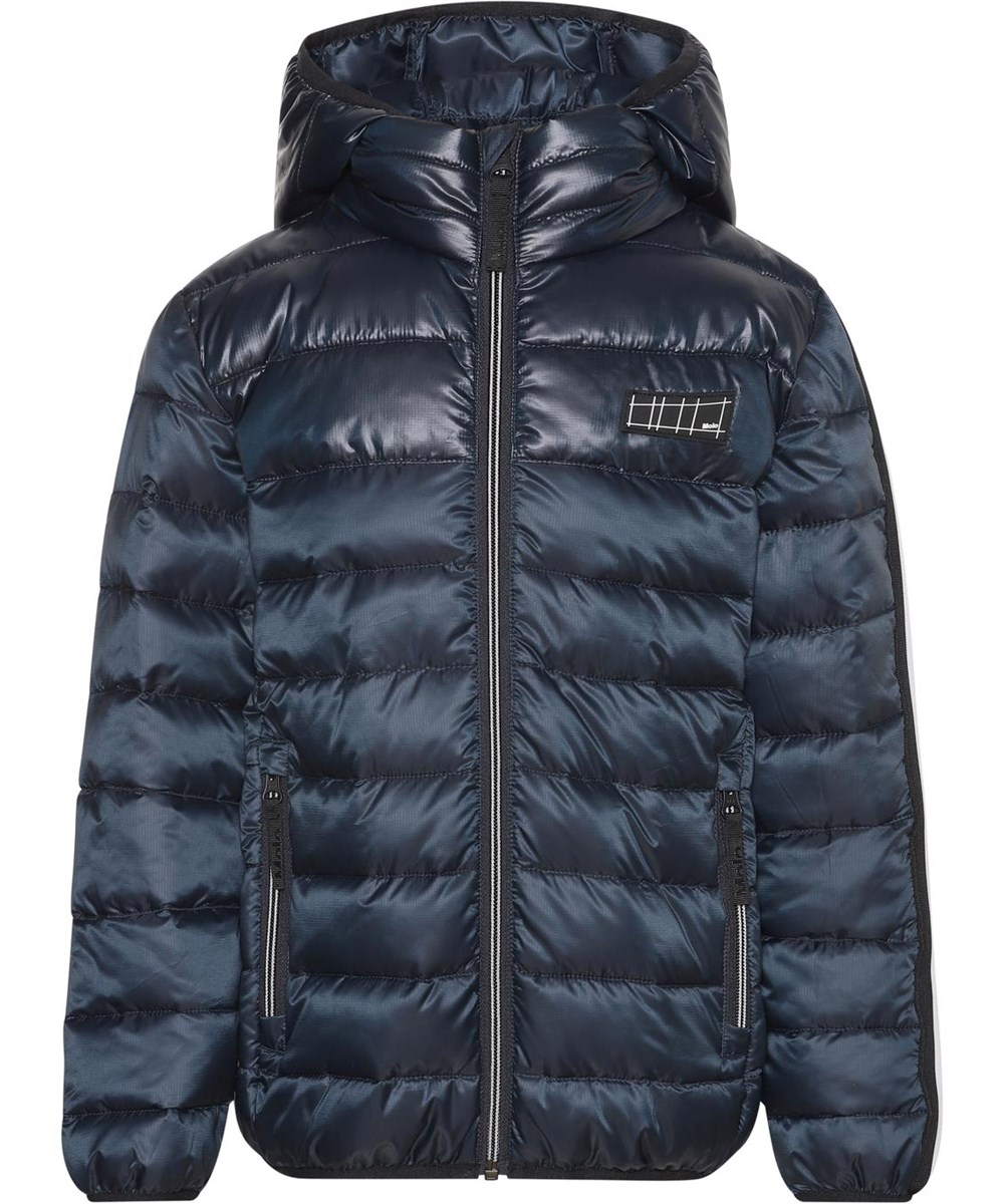 Hao - Carbon - Blaue recycelte Winterjacke mit Streifen