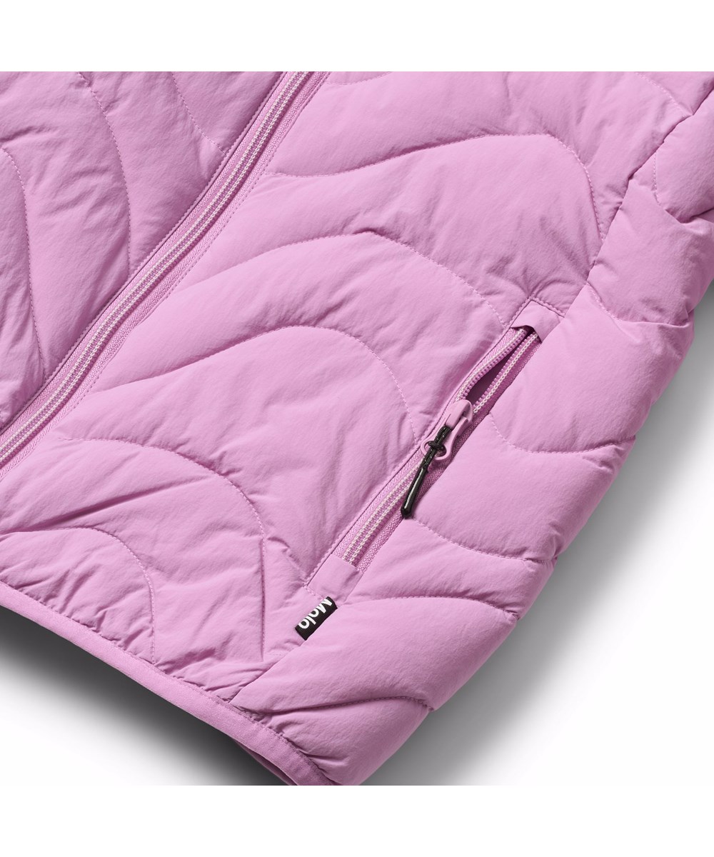 Hao - Purple Ray - Rosa wasserabweisende Daunenjacke für Kinder aus recyceltem Nylon.