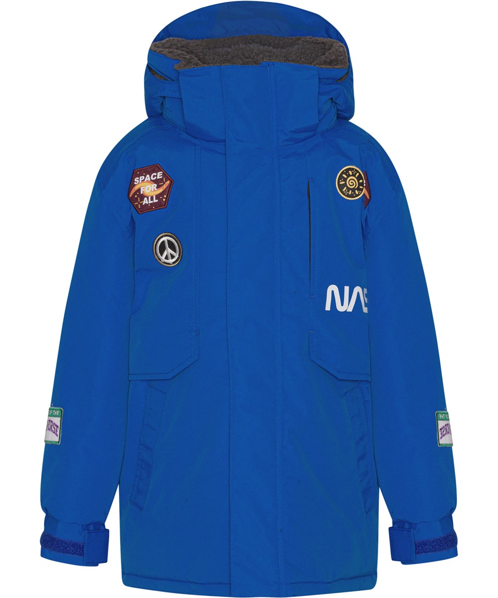 Harding - Space Blue - Blaue Winterjacke mit Nasa-Patches und großen Taschen