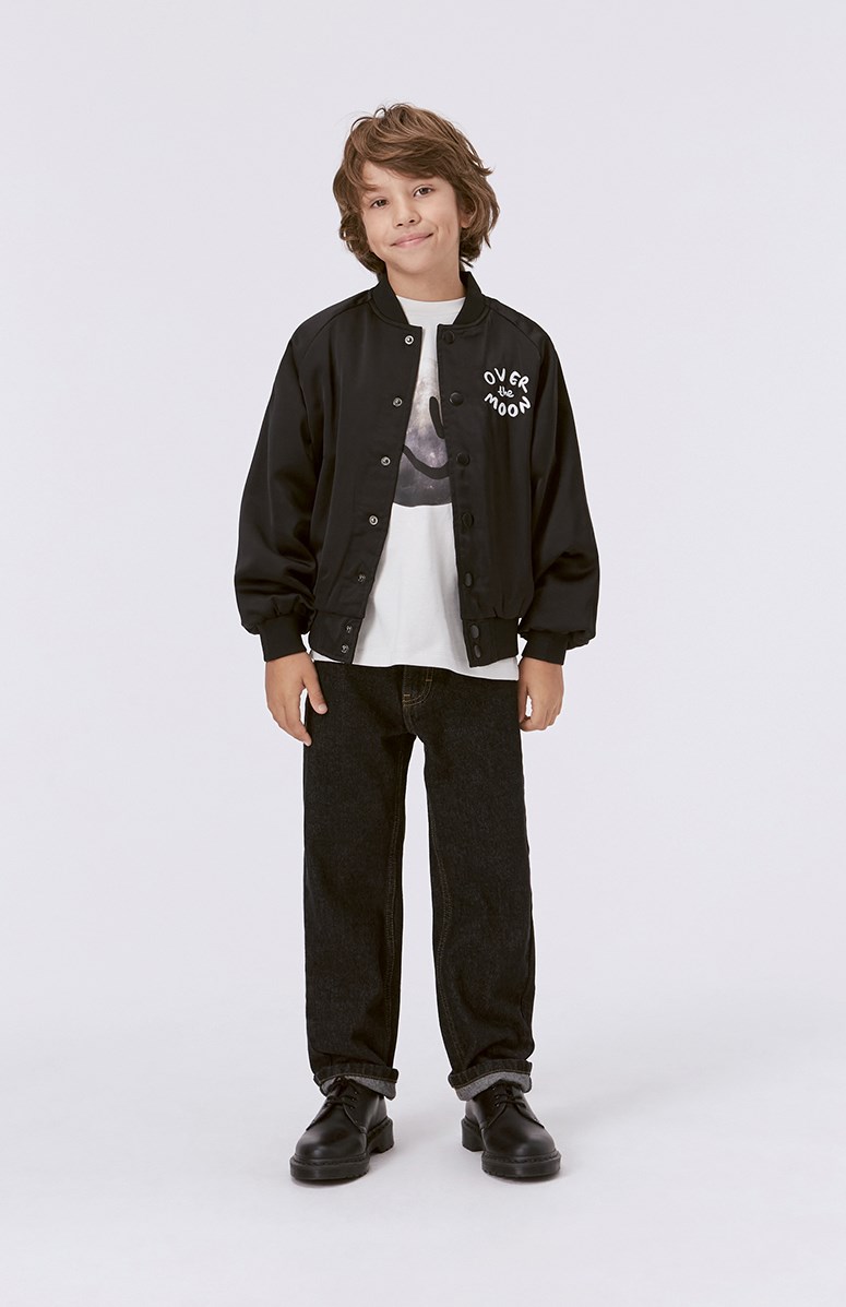 Harly - Black - Schwarze Bomberjacke mit großem aufgesticktem Mond