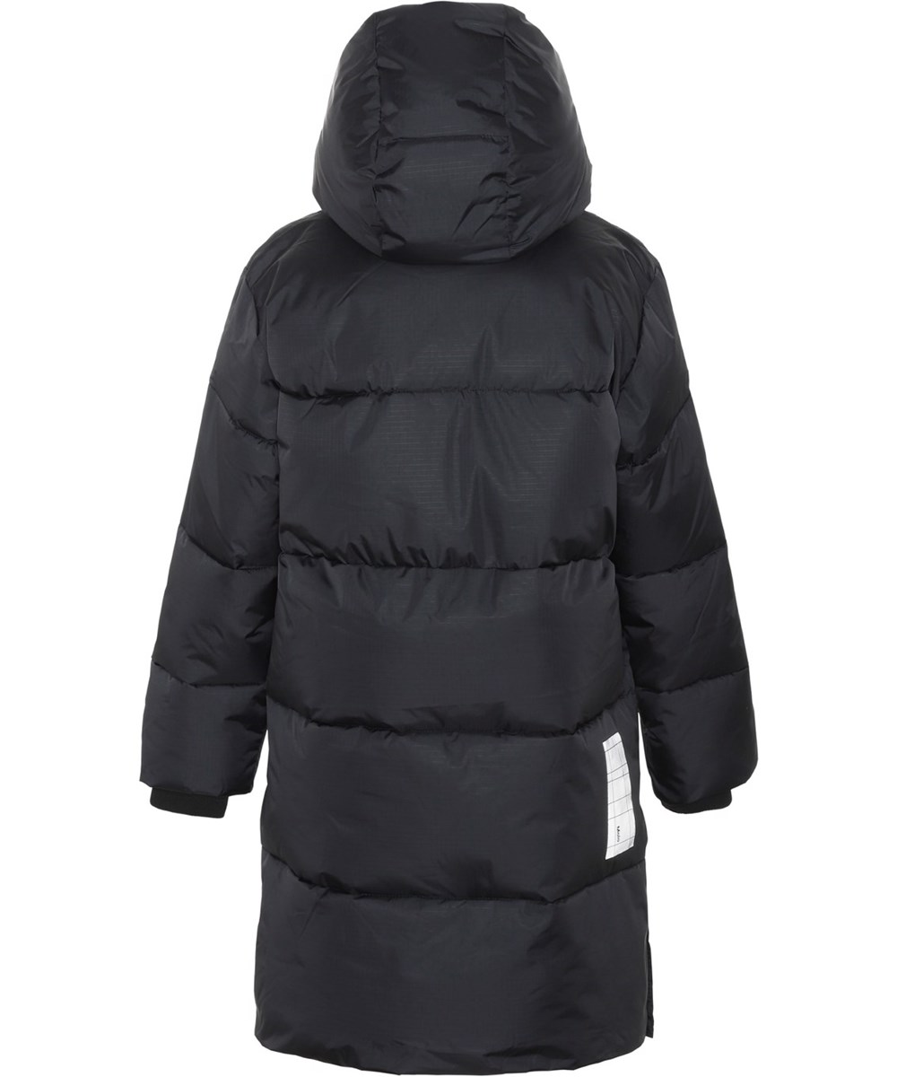 Harper - Black - Recycelter warmer und langer Daunenmantel in Schwarz