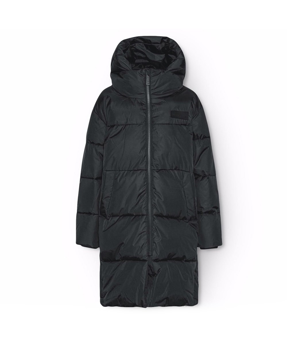 Harper - Black - Schwarze Pufferjacke für Kinder aus recyceltem Polyester.