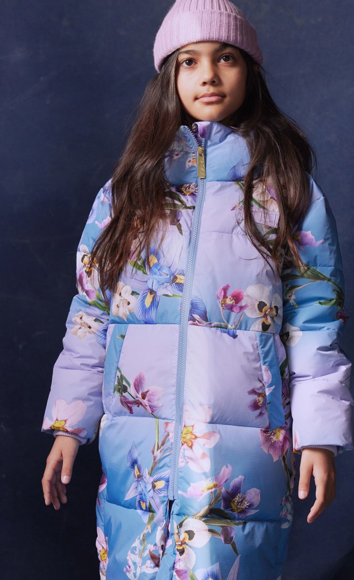 Harper - Gradient Flower - Warme Pufferjacke für Kinder aus recyceltem Polyester mit Blumenmuster.