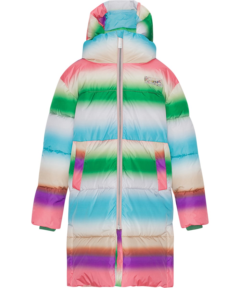 Harper - Rainbow Magic - Recycelter, pastellfarbener Steppmantel mit Regenbogendruck