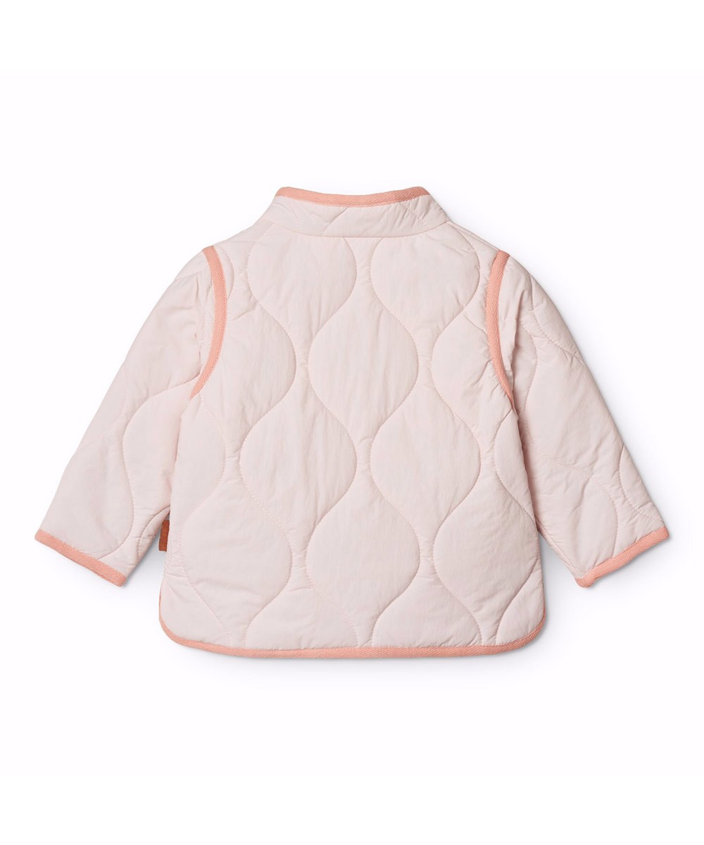 Harrie - Charlotte Pink - Rosa wasserabweisende Thermojacke für Kinder aus recyceltem Nylon mit Steppmuster.