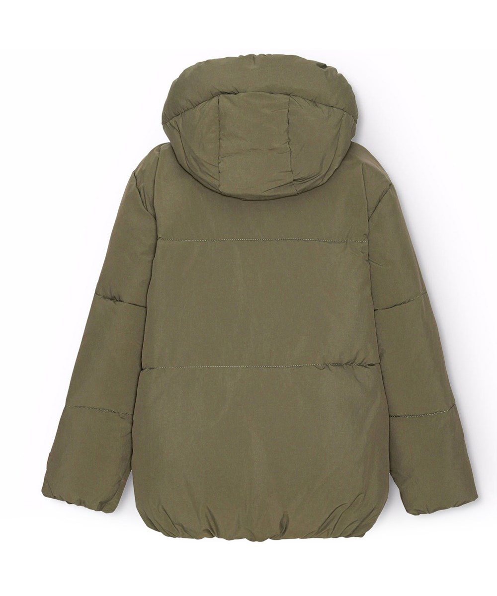 Hayden - Bark - Wasserabweisende olivgrüne Jacke für Kinder aus recyceltem Nylon.
