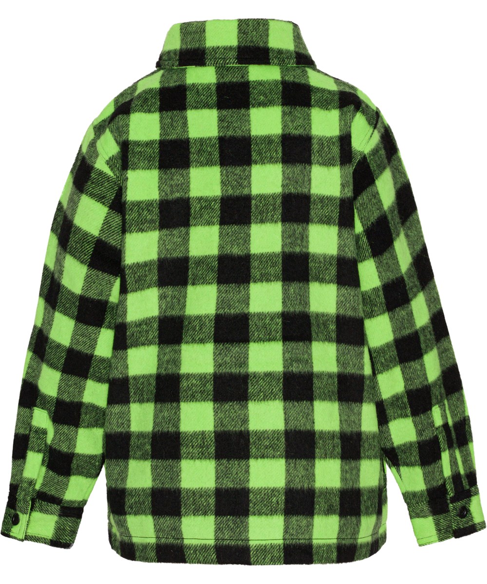 Hayes - Glowing Check - Kariertes Overshirt in Neongrün