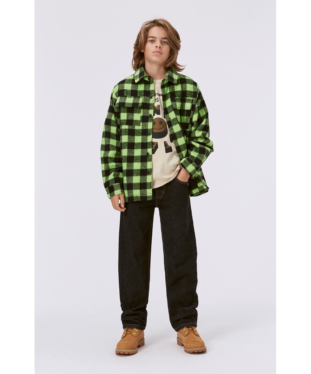 Hayes - Glowing Check - Kariertes Overshirt in Neongrün