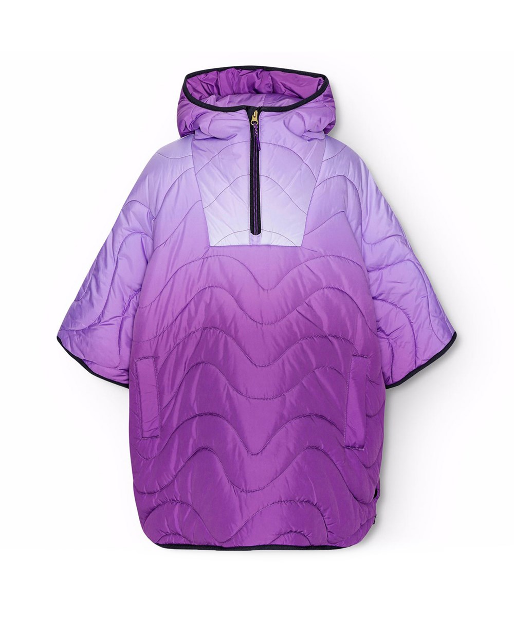 Haylee - Warm Purple - Wasserabweisender Poncho für Kinder in lila Farbverläufen.