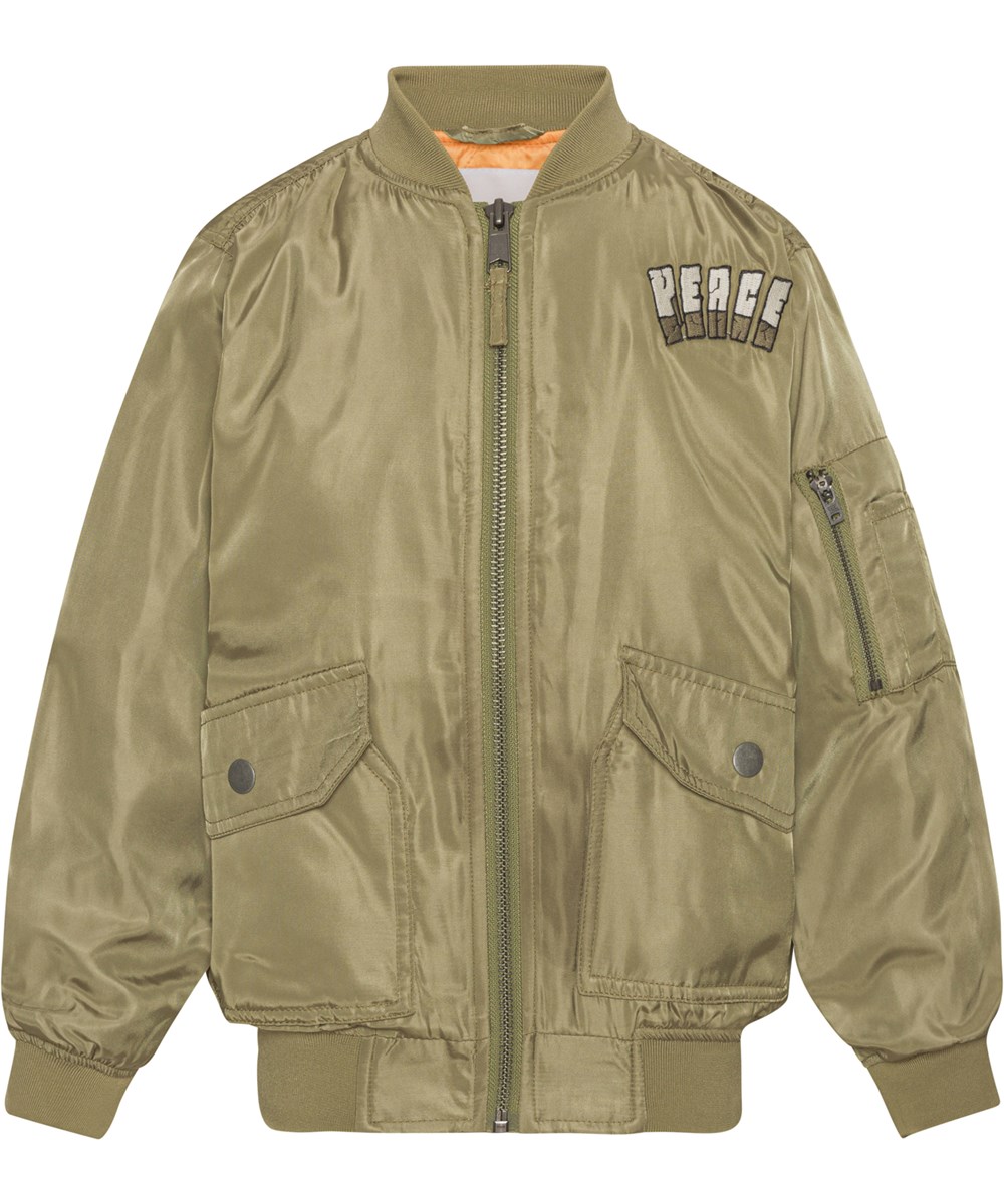 Heath - Pond - Grüne Bomberjacke mit Stickerei eines Dinosauriers