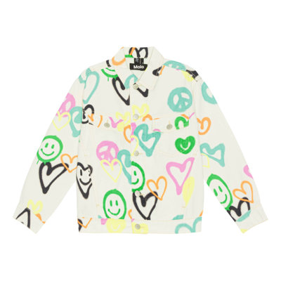 Hedly - Heart Colours - Weiße Jeansjacke für Kinder mit einem 