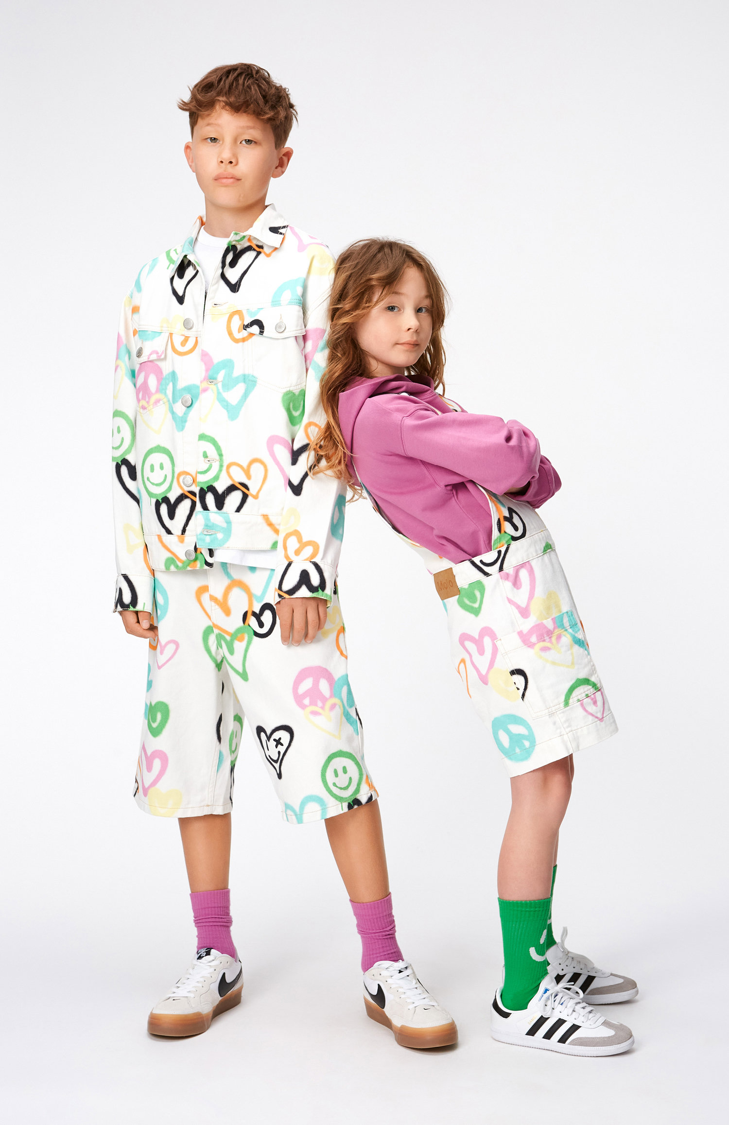 Hedly - Heart Colours - Weiße Jeansjacke für Kinder mit einem 