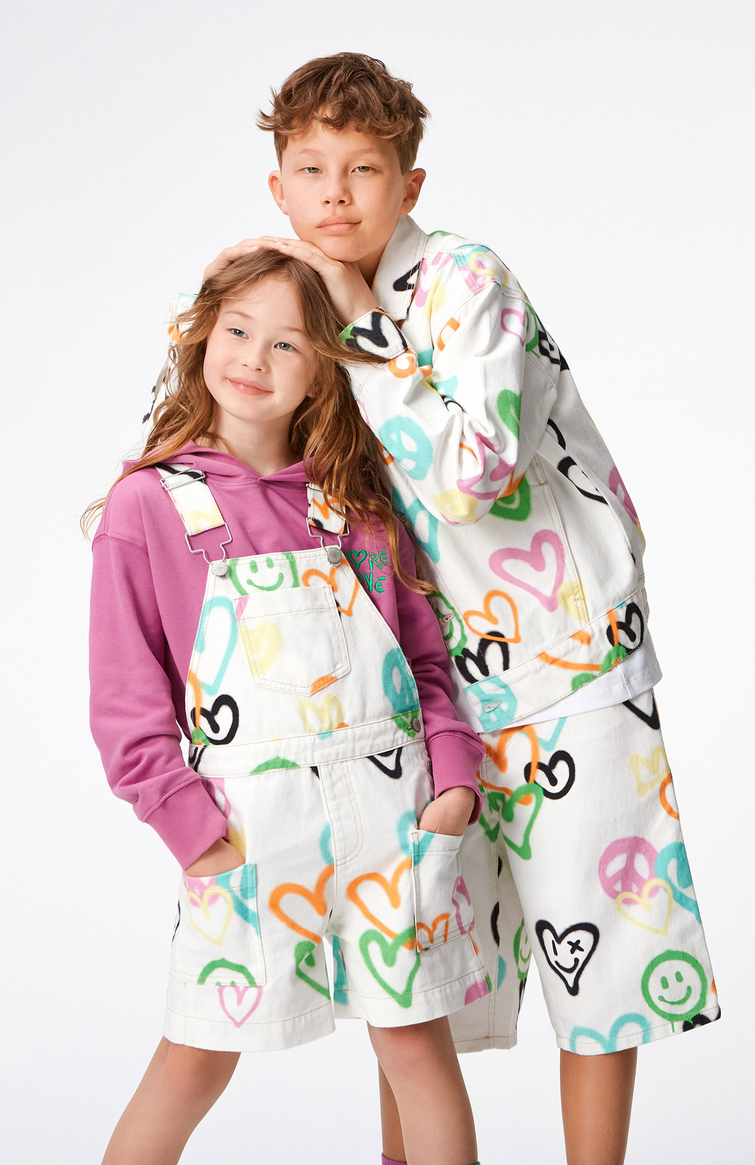 Hedly - Heart Colours - Weiße Jeansjacke für Kinder mit einem 