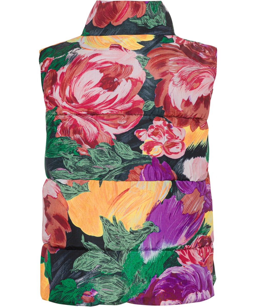 Heike - Painted Flowers - Recycelte Steppweste mit Blumendruck