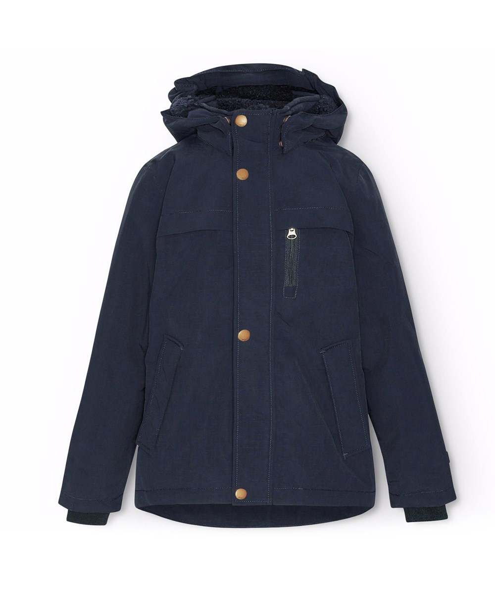 Heiko - Dark Night - Dunkelblaue wind- und wasserdichte Winterjacke für Kinder aus recyceltem nylon.