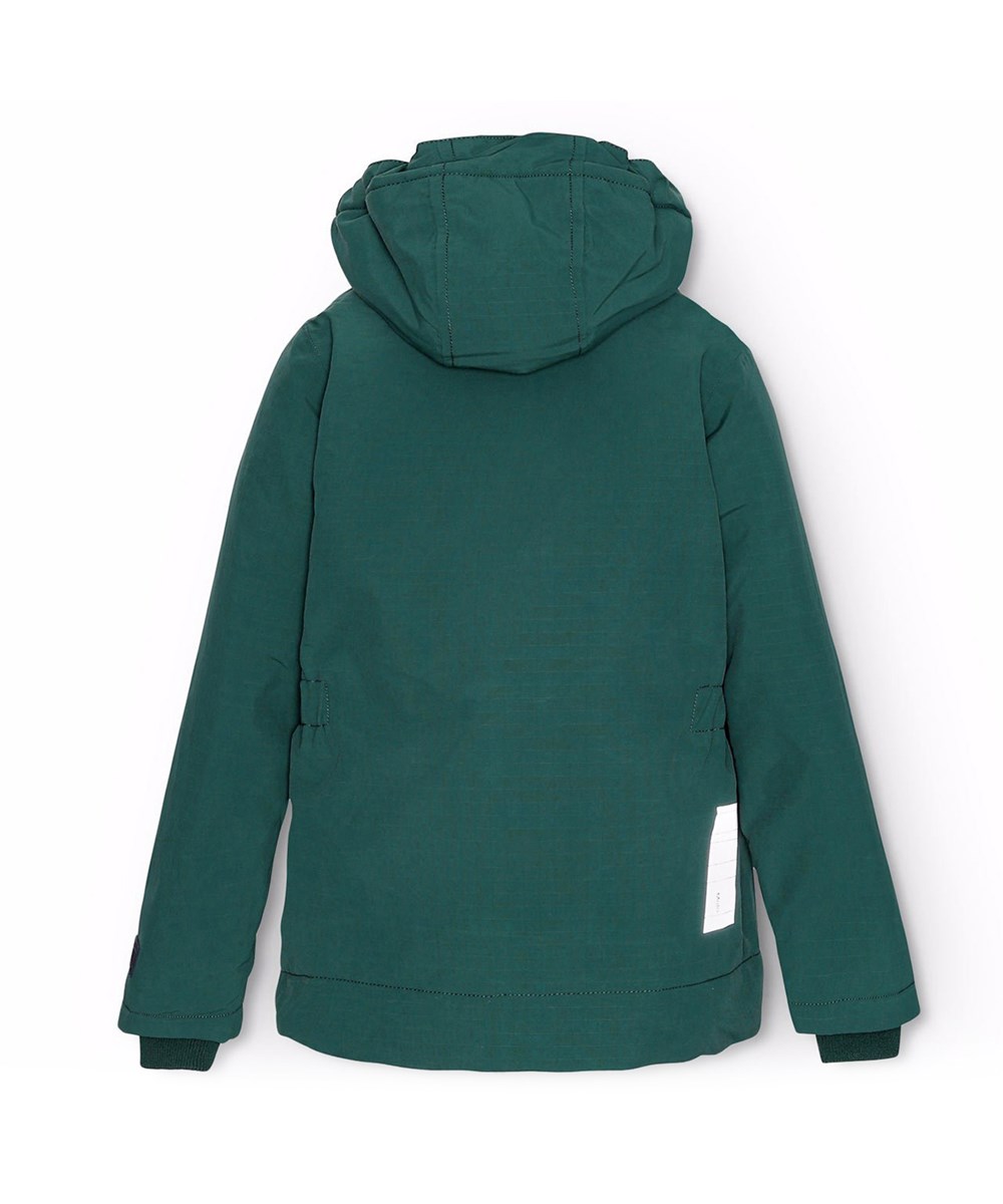 Heiko - Ponderosa Pine - Dunkelgrüne wind- und wasserdichte Winterjacke für Kinder aus recyceltem nylon.
