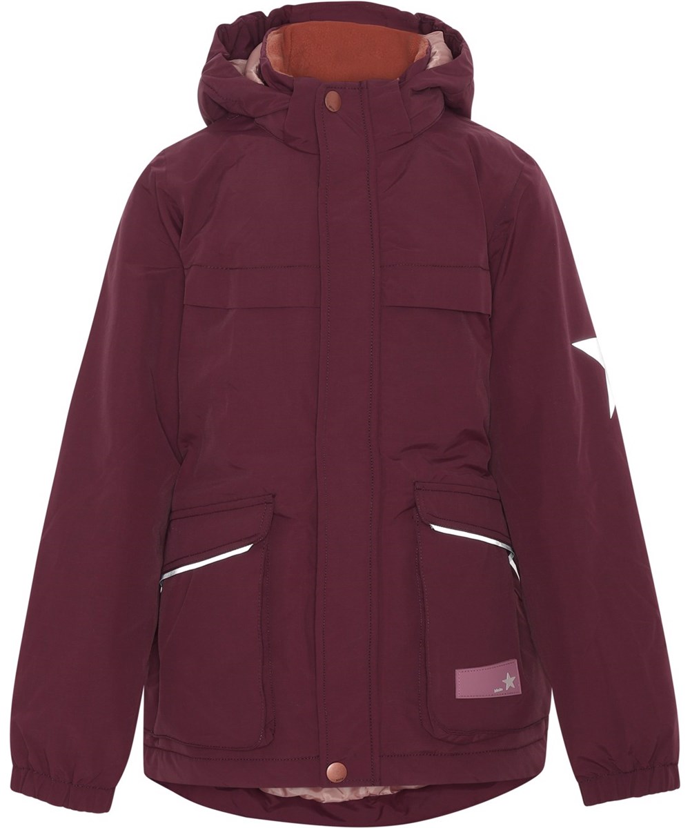 Heiko - Tulip Red - Recycelte dunkelrote Unisex-Jacke wasserdicht