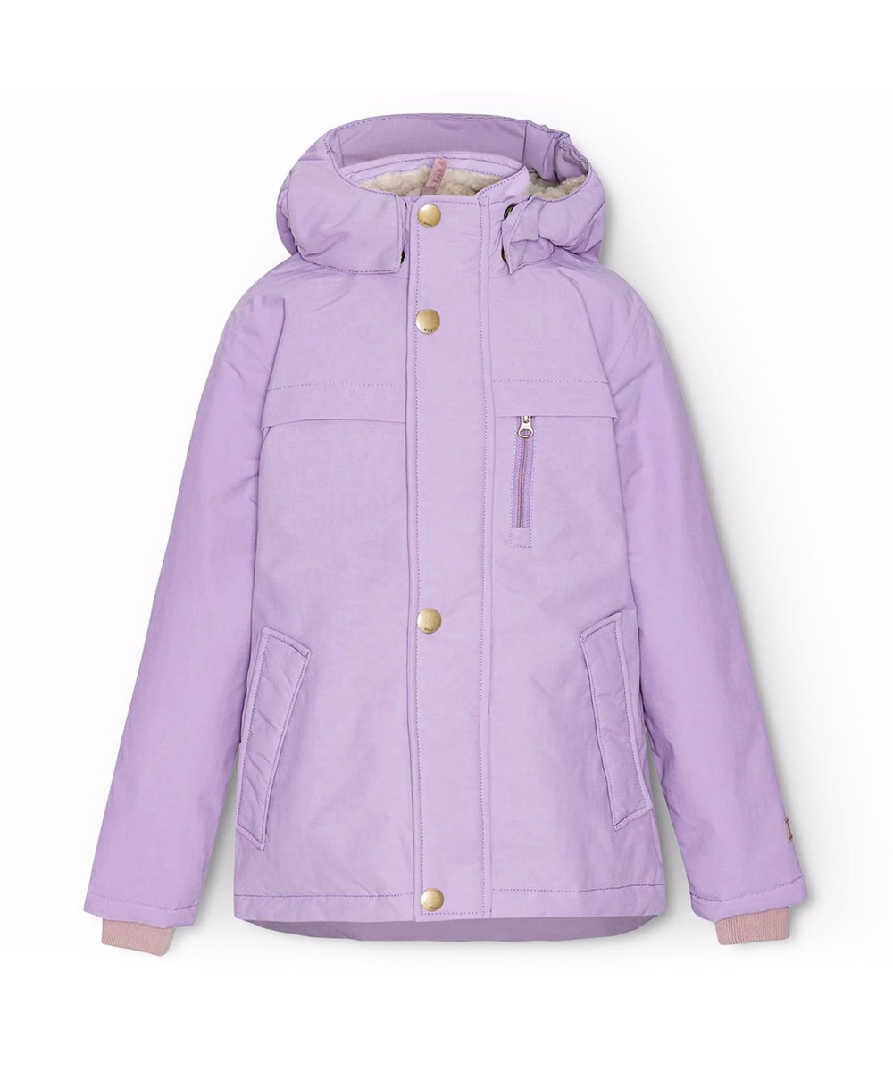 Heiko - Viola - Lila wind- und wasserdichte Winterjacke für Kinder aus recyceltem nylon.