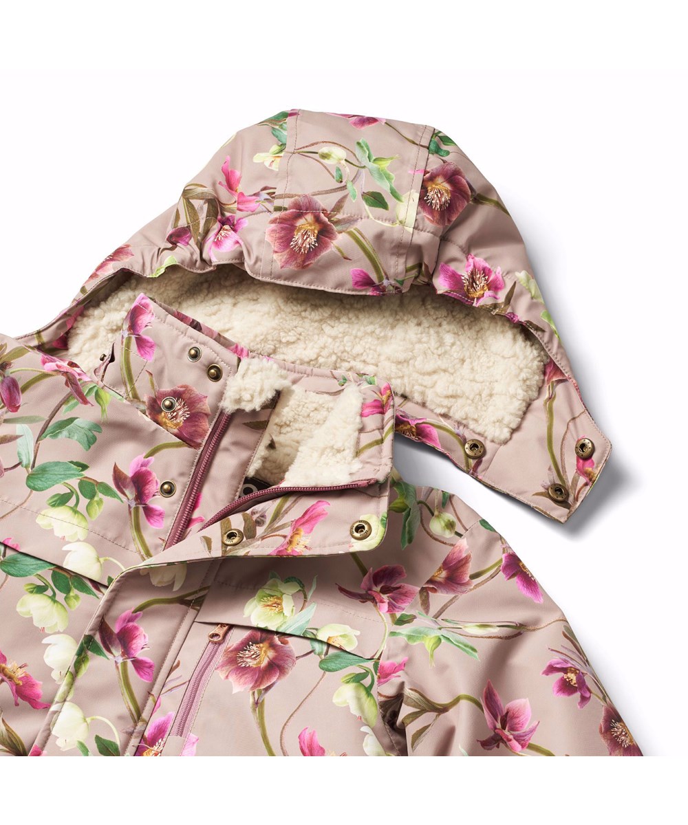 Heiko - Winter Roses - Wind- und wasserdichte Winterjacke für Kinder aus recyceltem Polyester mit Blumenmuster.