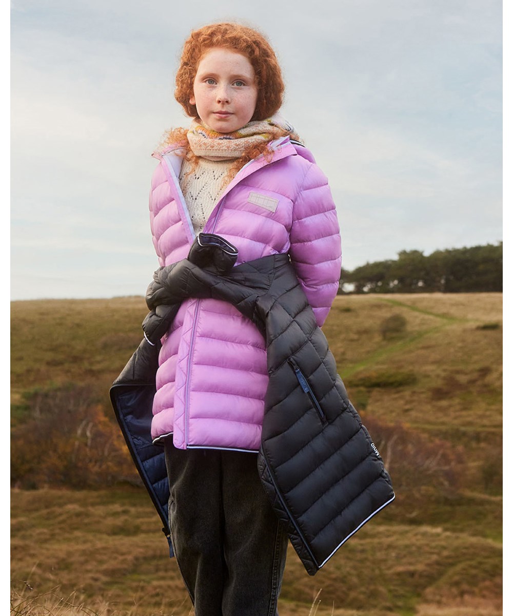 Helin - Purple Ray - Daunenmantel in Pink mit Kapuze