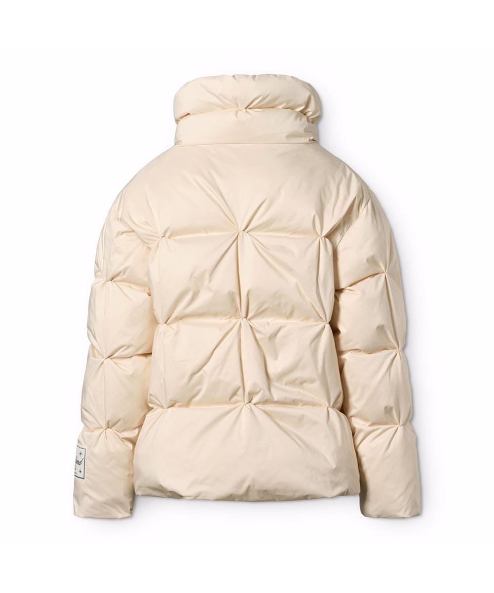 Helsa - Vanilla - Wasserabweisende cremefarbene Jacke für Kinder aus recyceltem Polyester mit Steppmuster und Fronttaschen.