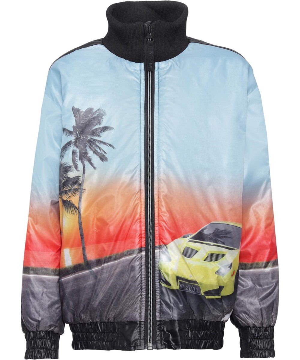 Higer - Ocean Drive - Bomberjacke mit Aufdruck von Auto und Sonnenuntergang