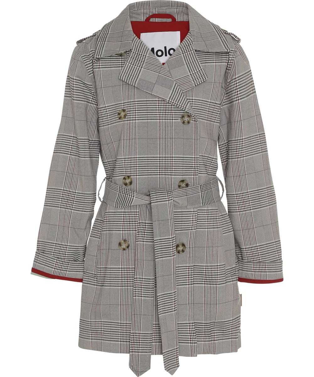 Hildegarde - Bamboo - Grauer karierter Trenchcoat 