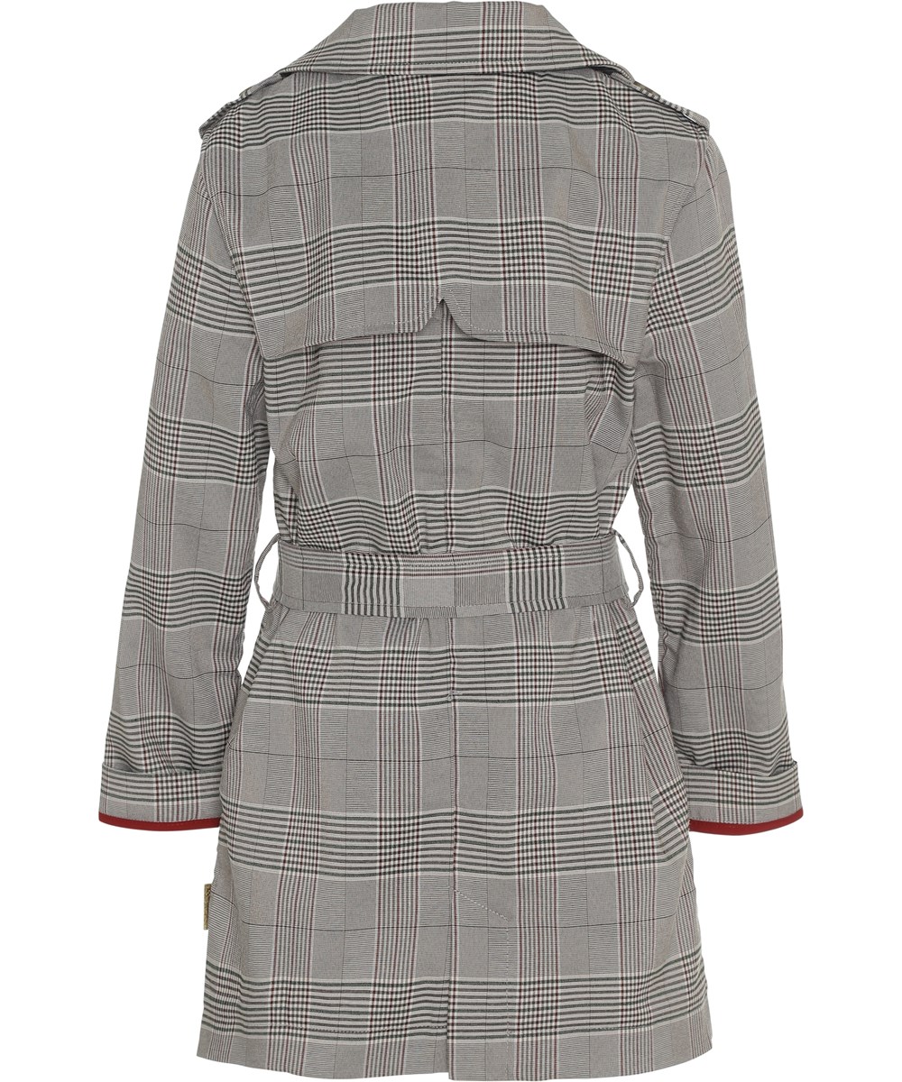 Hildegarde - Bamboo - Grauer karierter Trenchcoat 