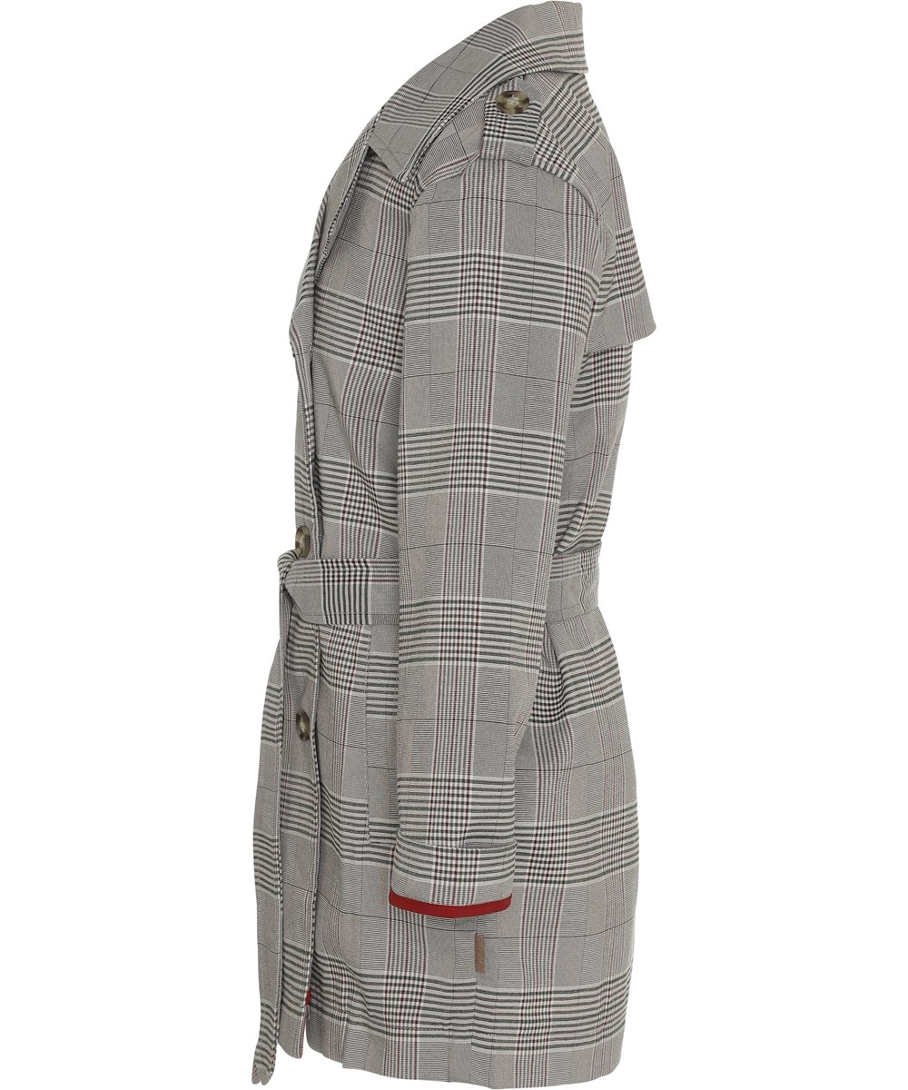 Hildegarde - Bamboo - Grauer karierter Trenchcoat 