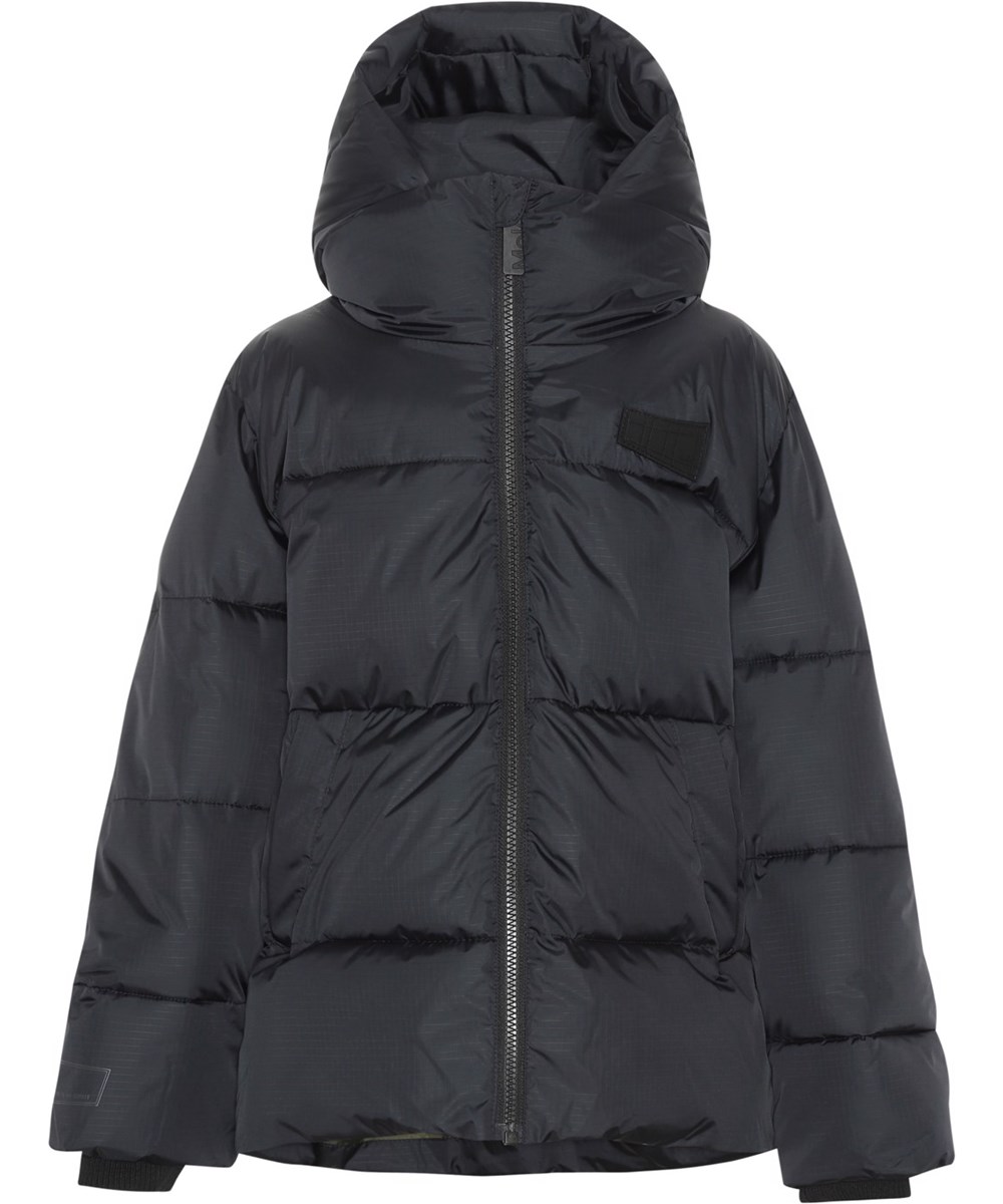 Hilo - Black - recycelte schwarze Daunenjacke mit Kapuze