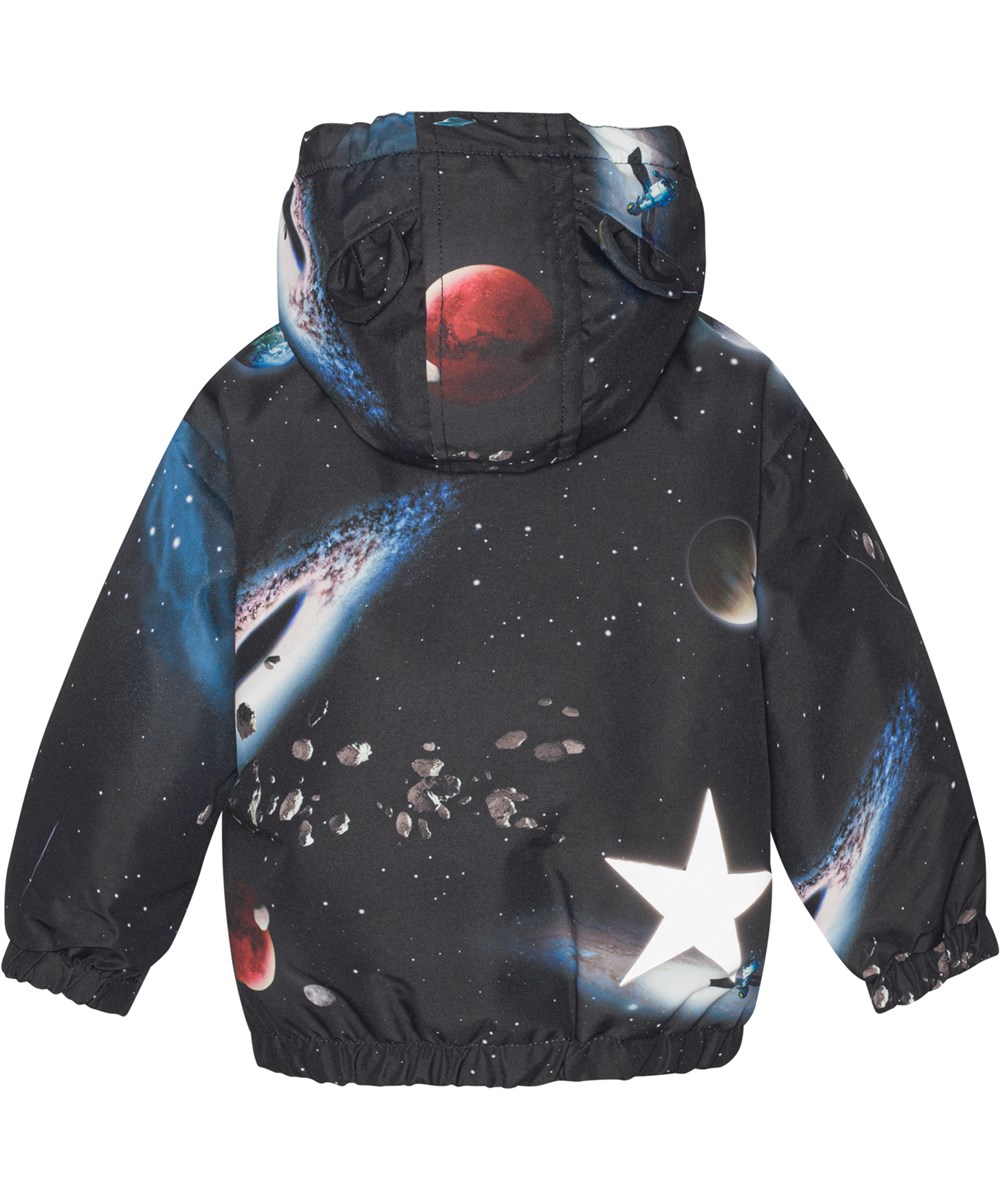 Honor - Into Space - Recycelte dunkelblaue Winterjacke mit Planetendruck