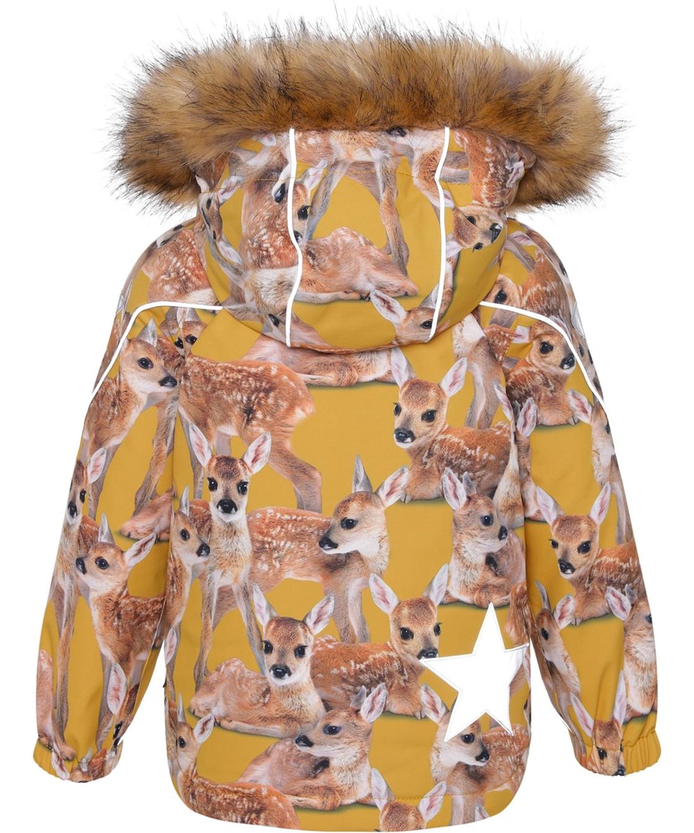 Hopla Fur - Fawns - Recycelte gelbe Winterjacke mit Fell und Hirsch
