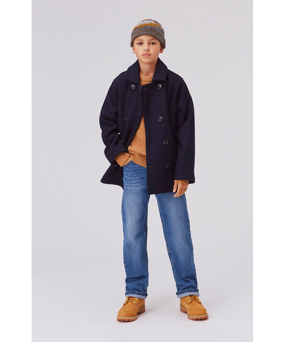 Horatio - Dark Navy - Klassische dunkelblaue Jacke mit Wolle und Knöpfen