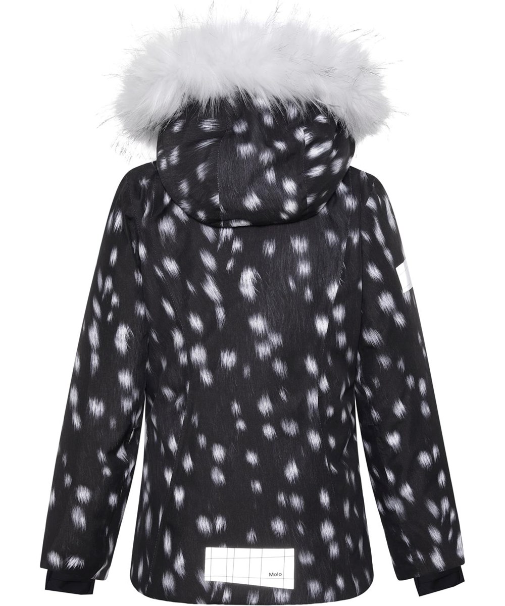 Pearson - Black Fawn - Recycelte schwarz-weiße Skijacke mit Fell