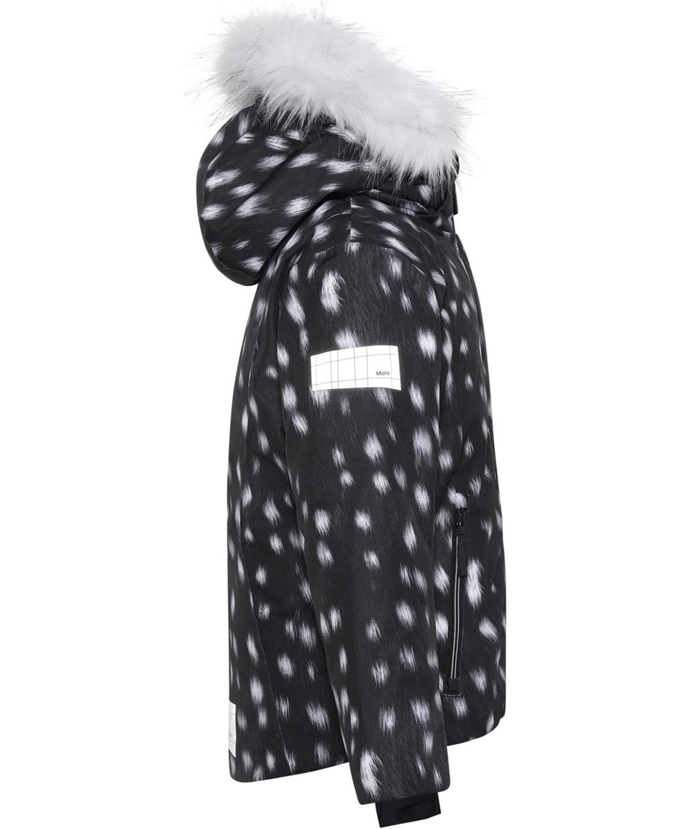 Pearson - Black Fawn - Recycelte schwarz-weiße Skijacke mit Fell