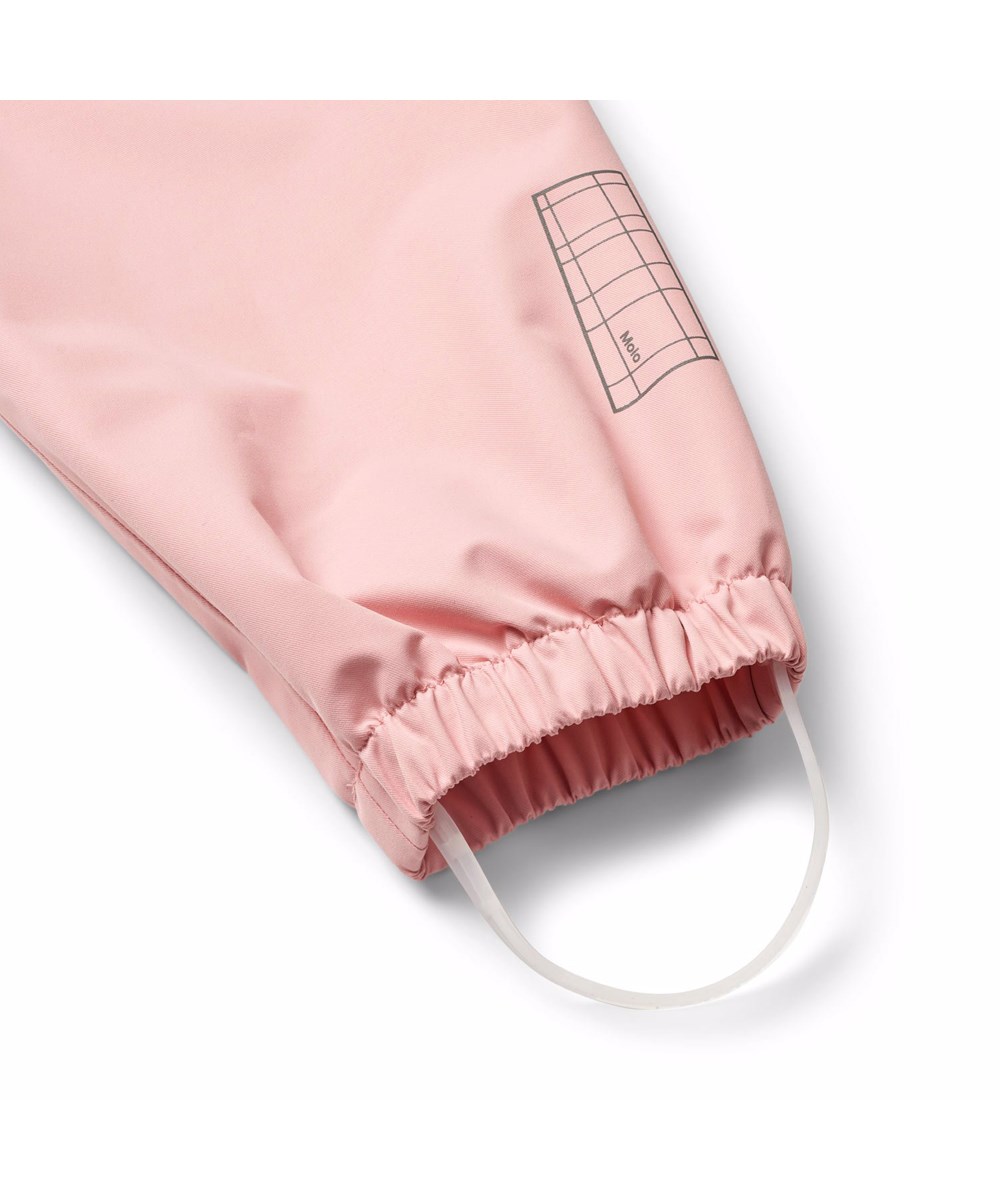 Waits - Rosequartz - Pinkfarbene wind- und wasserdichte Regenhosen für Kinder aus strapazierfähigem und recyceltem Polyester.