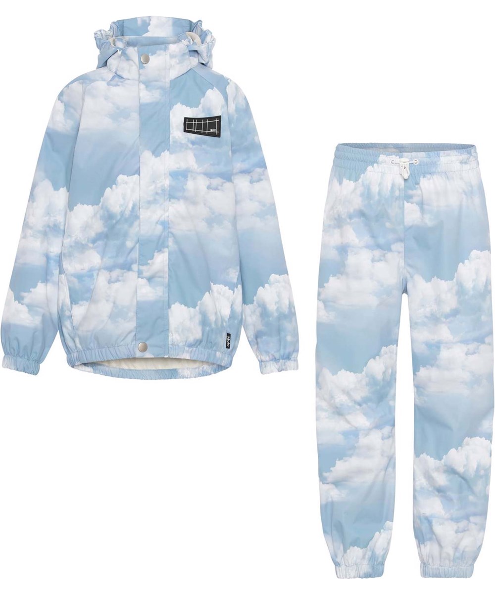 Whalley - Cloudy Day - Leichtes und atmungsaktives Regenset in hellblauem Skyprint