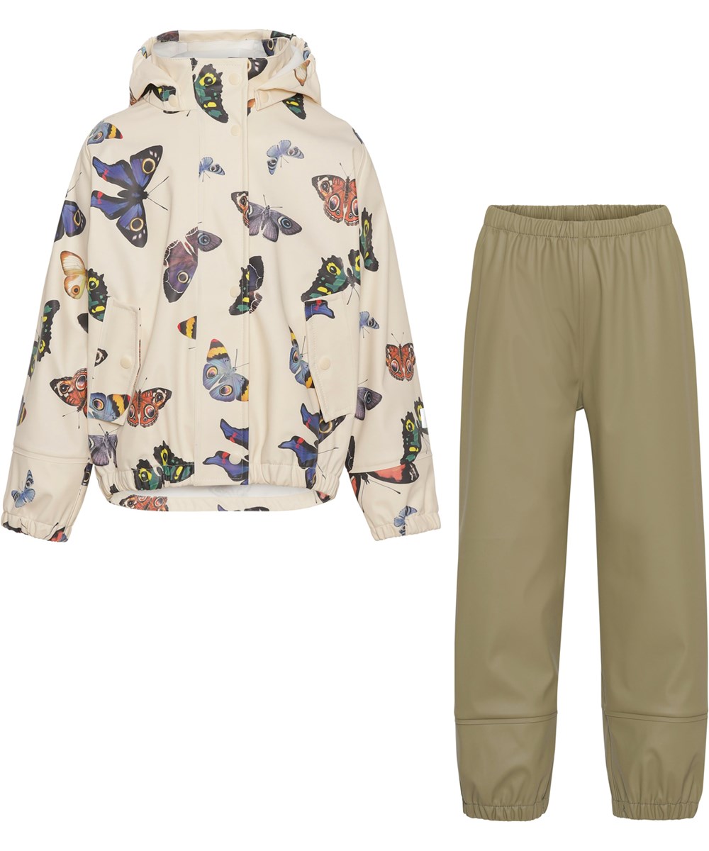 Zet - I See You MIX - Regenset aus recyceltem Gummi mit Schmetterlingsprint und Khaki