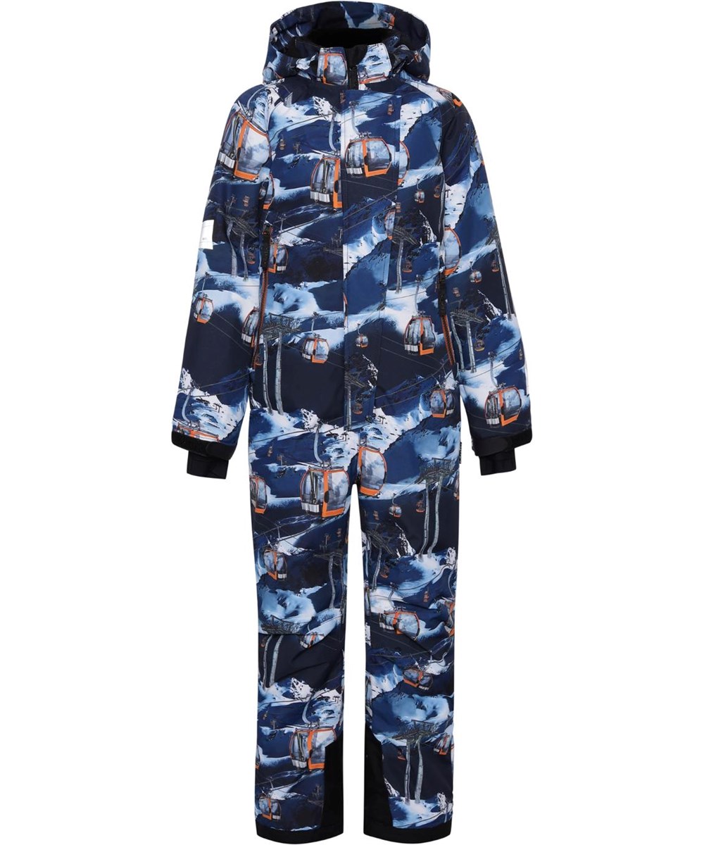 Hux - Way Up - Recycelter blauer Schneeanzug mit Skiliften