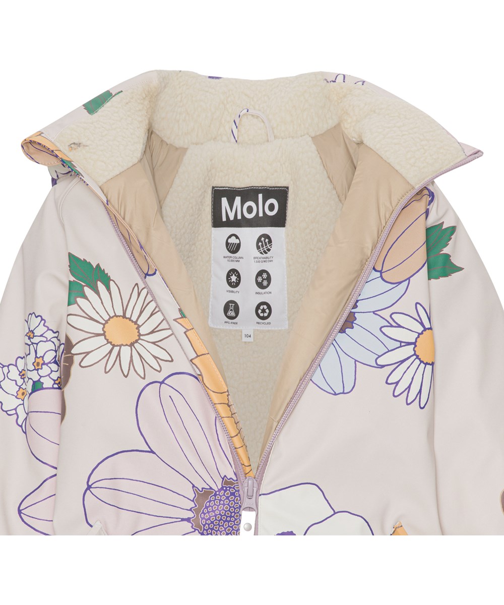 Paco - Retro Drawing - Recycelter Unisex-Gummi-Schneeanzug mit Blumendruck