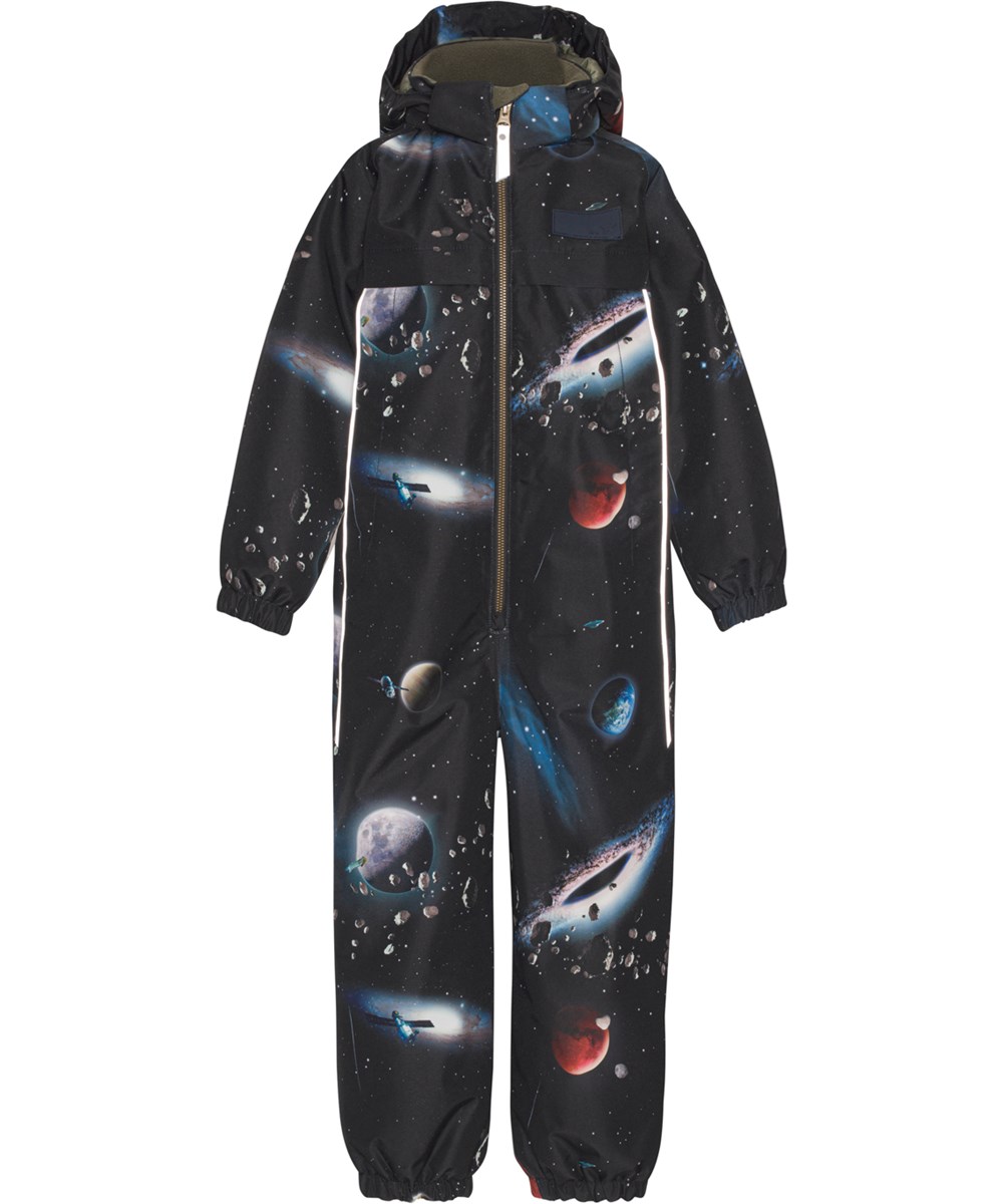 Pingo - Into Space - Recycelter dunkelblauer Schneeanzug mit Planetenaufdruck