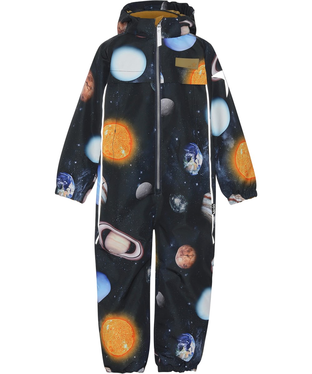 Pingo - Solar System - Recycelter blauer wasserdichter Fluganzug mit Planeten