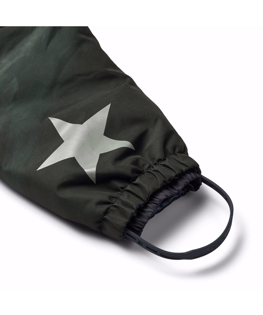 Polar - Amazing Dino - Kinder-Schneeanzug in Blau und Grün aus recyceltem Polyester mit Dinosaurier-Print.