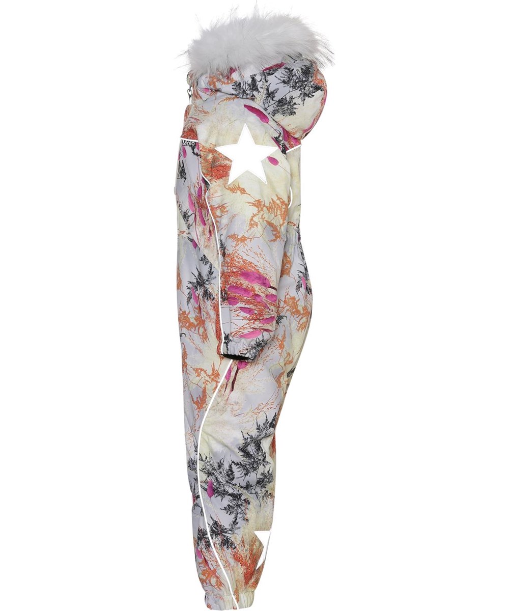 Polaris Fur - Eternal Flowers - Recycelter hellblauer Schneeanzug mit Aufdruck von Zweigen